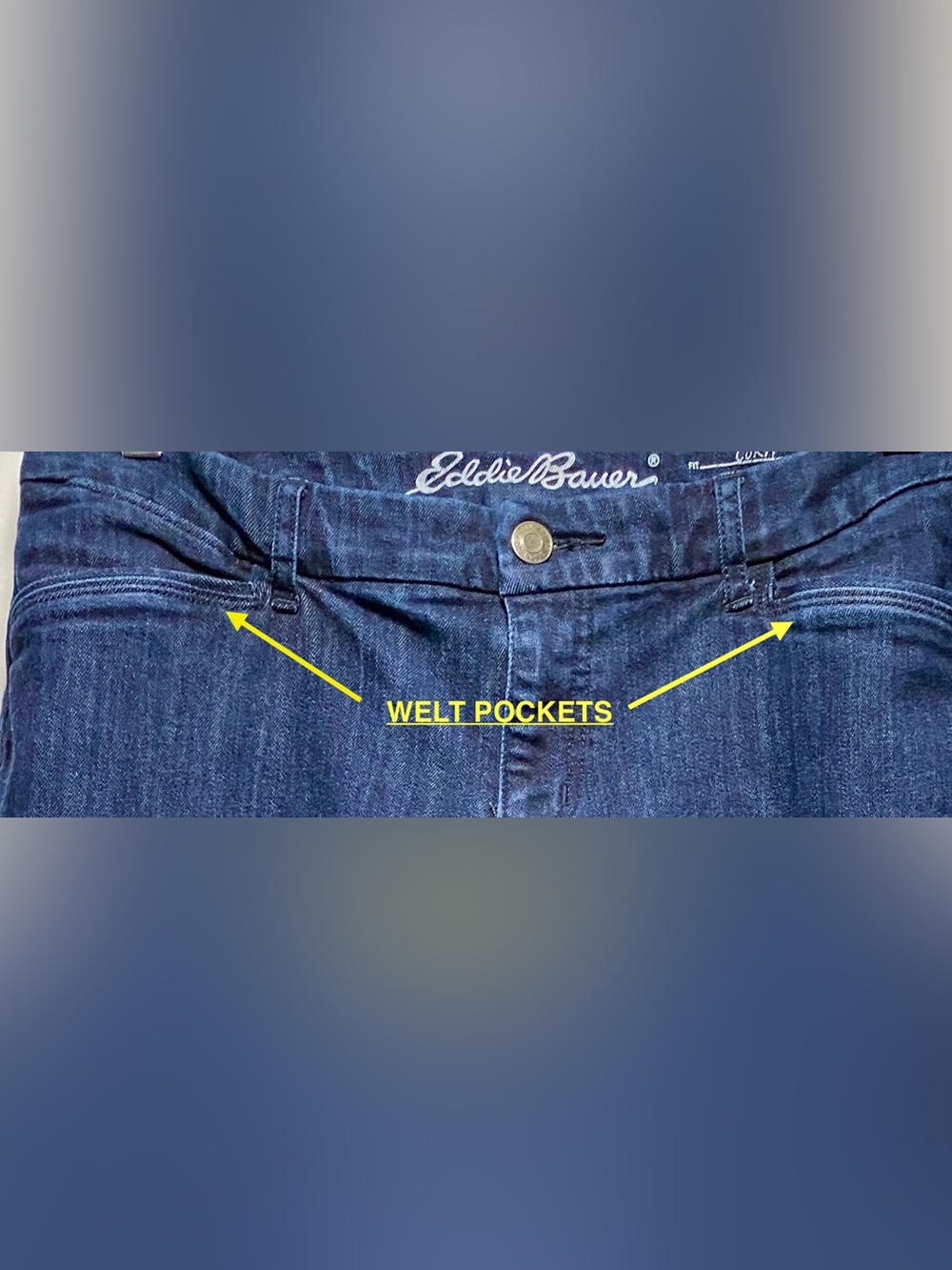 EDDIE BAUER-Size 12P-Curvy Trouser Dark Wash, Mid Rise,Flare Stretch Denim Jeans - Picture 12 of 12